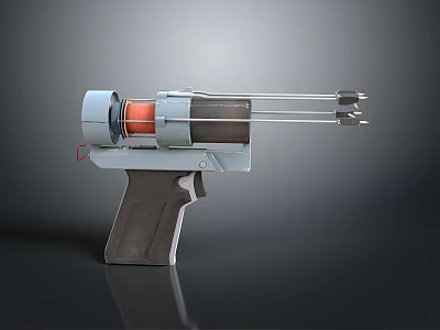 Futuristic Sci Fi Energy Weapon With Metallic Barrel Grip And Orange Core 3d model