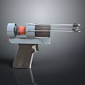 Futuristic Sci Fi Energy Weapon With Metallic Barrel Grip And Orange Core