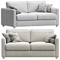 Light Colored Modern Two Seater Sofa With Soft Fabric Decorative Cushions 3d model