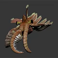Vibrant Orange Pink Fantasy Creature With Large Claws Yellow Eyes And Segmented Body