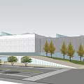 Modern Architectural Exterior With Geometric Roof Structures And Glass Facades
