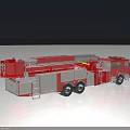 Red Fire Truck with Extended Ladder Emergency Rescue Vehicle Side Compartments Chrome Details