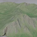 Five Green Microtopography Models with White Snowy Peak and Natural Landforms