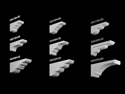 Different Types of Architectural Capitals with Various Model Numbers Displayed 3d model