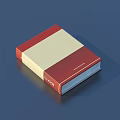 Red And Beige Cover Book With Visible Spine On Dark Blue Background