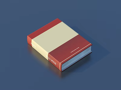 Red And Beige Cover Book With Visible Spine On Dark Blue Background 3d model