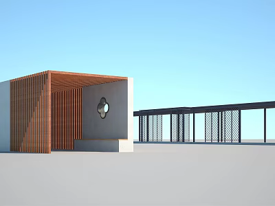 Modern Pergola Design With Wooden Slats And Glass Panels For Outdoor Space 3d model