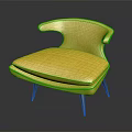 Modern Yellow Upholstered Accent Chair With Curved Backrest And Slim Legs