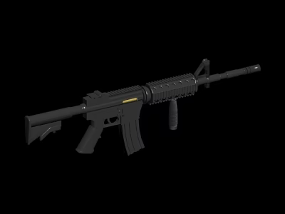 Black Tactical Rifle With Magazine Grip Barrel Stock And Standard Features 3d model