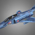 Blue Fighter Jet Model With Number 320 And Japanese Flag Markings