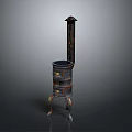 Antique Decorative Stove with Tall Chimney Ornate Drawers and Carved Legs