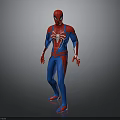 Spider Man 3D Model In Red Blue Suit With Spider Logo Standing Gray Background