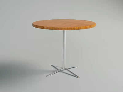 Modern Round Coffee Table With Wooden Top And Metal Cross Star Base 3d model