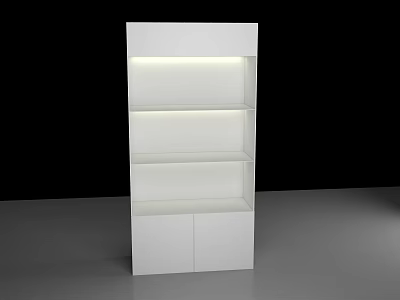 White Display Cabinet With Multiple Shelves And Bottom Cabinet Doors 3d model