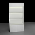 White Display Cabinet With Multiple Shelves And Bottom Cabinet Doors
