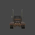 Vintage Industrial Truck With Front Guard Dual Exhaust Pipes And Orange Stripes