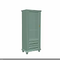 Tall Light Green Chest of Drawers with Glass Door and Drawers on Casters