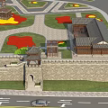 Ancient Architecture With Traditional Roof Stone Wall Courtyard And Gateway Steps