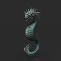 Mythical Dragon Sculpture With Intricate Scales And Coiled Serpentine Body Design