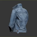 Blue Denim Jacket With Collar Button Pockets And Distressed Design 3d model