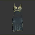 Elegant Teal Spaghetti Strap Dress With Intricate Pattern And Fitted Design