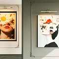 Abstract Paintings With Floral Covered Female Figures And Yellow White Red Flowers In Decorative Frames