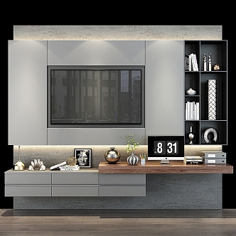 Modern TV background wall 3d model