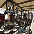 Traditional Chinese Restaurant Interior With Wooden Dividers Red Accents And Spacious Layout