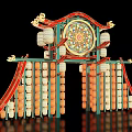 New Chinese style ancient building archway Guochao Guofeng block night market entrance and exit Meichen archway scenic spot gate tower scenic spot gate Guofeng entrance and exit market night city entrance and exit 3d model