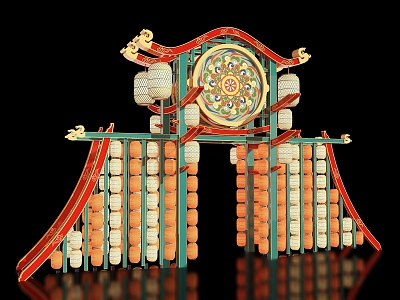 New Chinese style ancient building archway Guochao Guofeng block night market entrance and exit Meichen archway scenic spot gate tower scenic spot gate Guofeng entrance and exit market night city entrance and exit 3d model