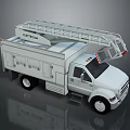 White Slick Kwik Service Truck With Extended Ladder And Utility Body Design