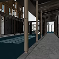 Grand Hotel Entrance With Symmetrical Marble Facade Wooden Roof And Glass Windows Design