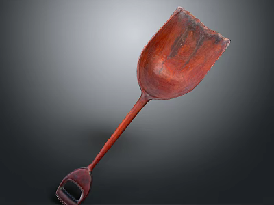 Vintage Handcrafted Wooden Shovel With Long Smooth Handle And Rustic Finish Design 3d model