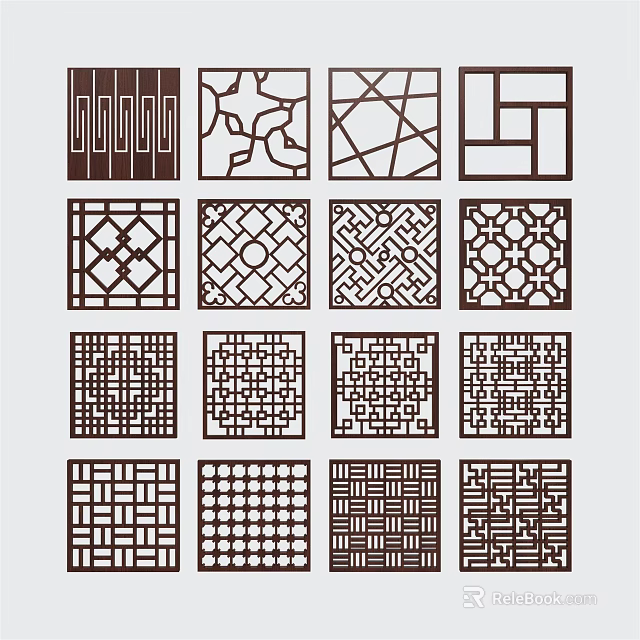 Lattice Windows Collection Featuring Various Intricate Geometric And Floral Patterns 3d model 
