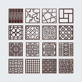 New Chinese-style openwork window grilles 3d model