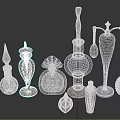 Vintage Colorful Glass Perfume Bottles Collection With Diverse Shapes And Intricate Details