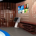 Traditional Chinese Style Exhibition Hall Interior With Circular Layout Wooden Elements And Chinese Style Roof