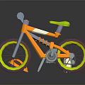 Colorful Toy Bicycle With Orange Frame Green Seat Blue Handlebars And Red Yellow Wheels