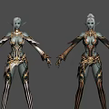 Game and Movie Female Elf Character With Ornate Gold Armor Design Details