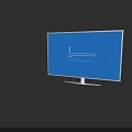 Modern Flat Screen TV With Blue Display White Frame And Stand