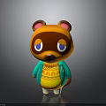 Cartoon Raccoon Character With Blue Eyes Green Cardigan Yellow Sweater With Patterns And Yellow Pants