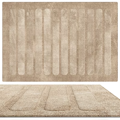 Beige Square Carpet With Vertical Stripes And Soft Texture For Modern Home Decor 3d model