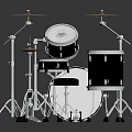 Modern Drum Set With Metal Stands Drums And Chrome Cymbals 3d model