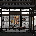 Traditional Farm Tools Exhibition In Ancient Architecture With Brick Wall And Wooden Frames