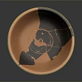 Hand Carved Ceramic Bowl With Orange And Black Cracked Sculptural Design
