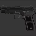 Black Metal Handgun Weapon Design With Detailed Grip And Textured Body