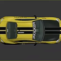 Yellow Tracker Kicker Race Sports Car With Black Stripes And Sponsor Logos