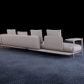 Modern Light Gray Multi-seat Sofa With Cushions Side Table And Gray Carpet 3d model