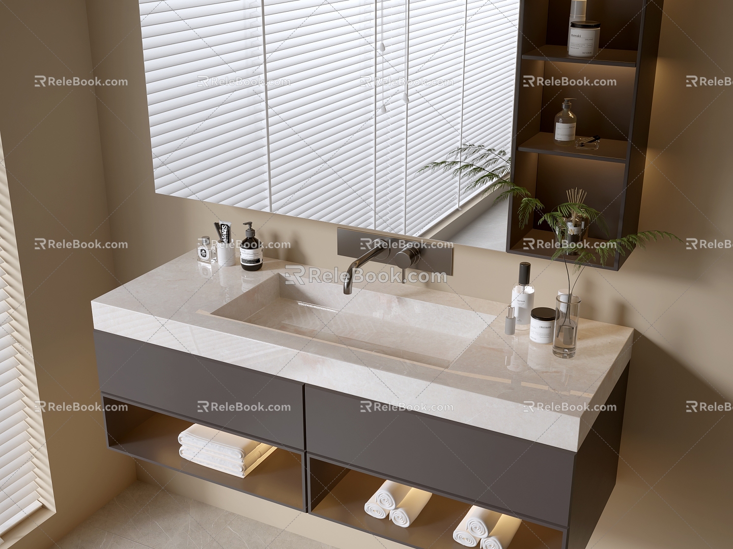 Modern Bathroom Cabinet Bathroom Counter Basin Bathroom Decoration Mirror Cabinet Sink 3d model