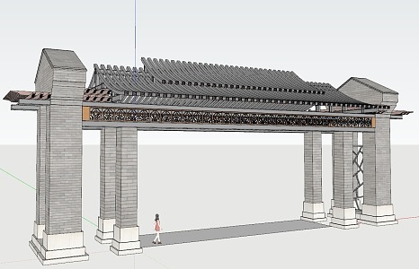 Chinese style archway gate 3d model